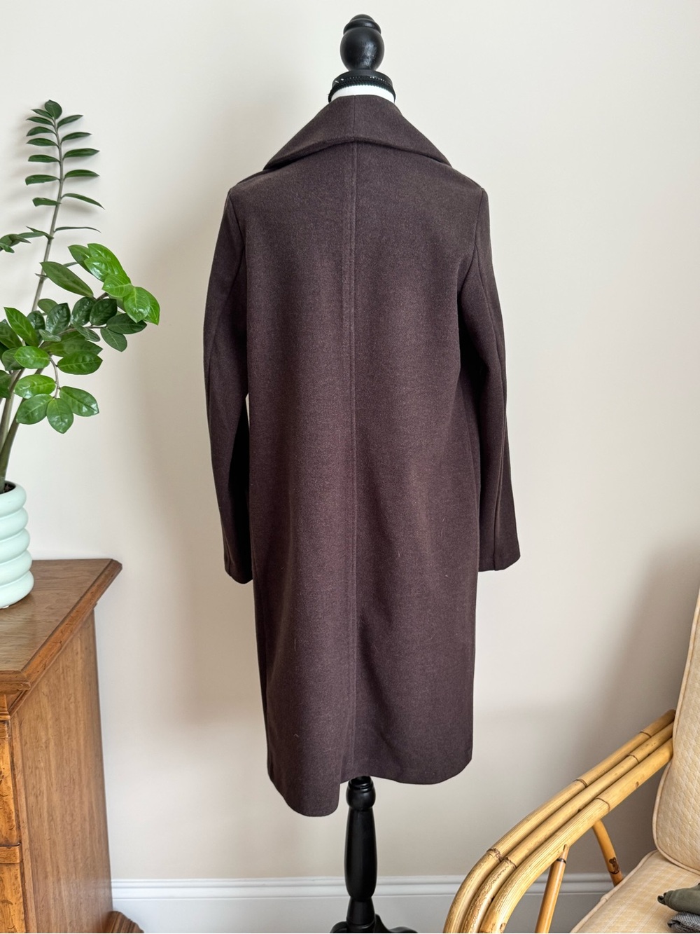 🔹 Joie Chocolate Brown Long Open-Front Coat Size Small - Worn Once - Picture 3 of 6